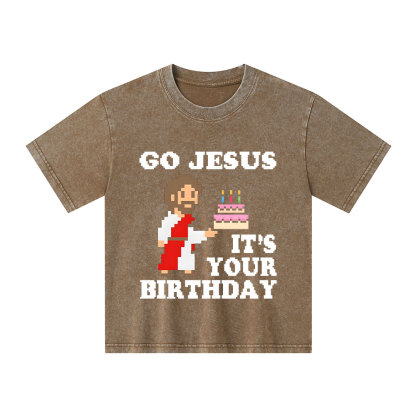 Go Jesus It's Your Birthday Christian Kid Washed T-Shirt
