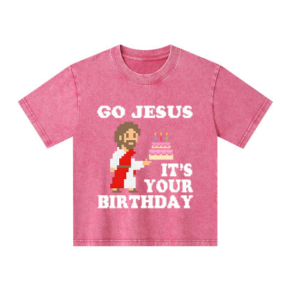 Go Jesus It's Your Birthday Christian Kid Washed T-Shirt