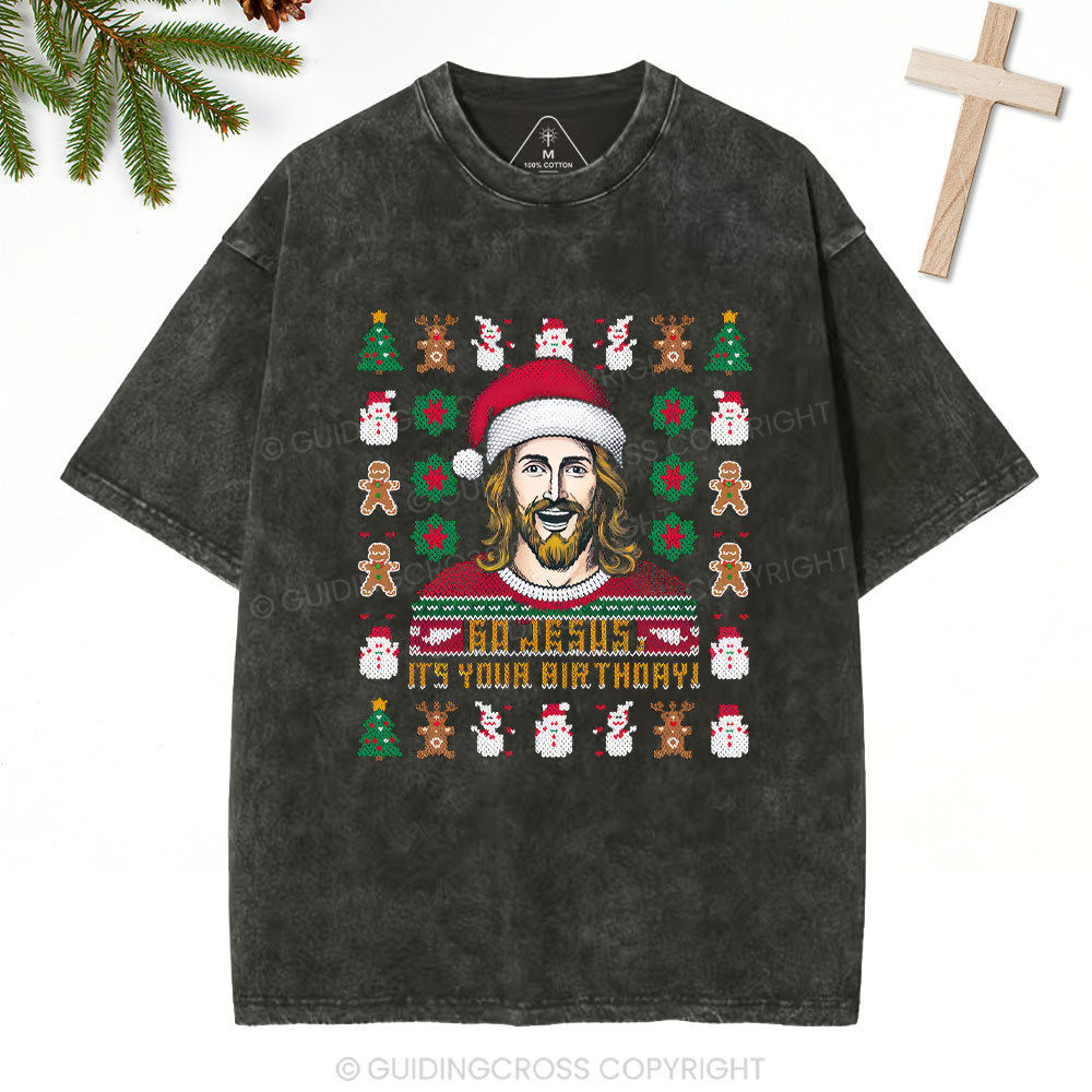 SAY JEEZ Chrisrtian Christmas Washed T-Shirt Sale - GuidingCross