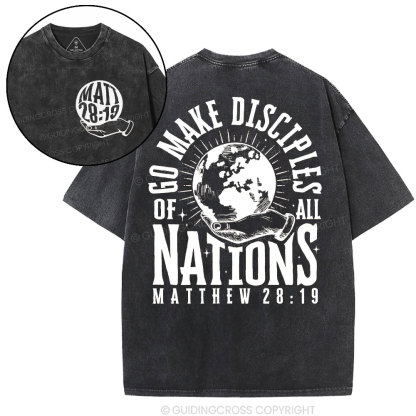 Go Make Disciple Of All Nations Christian Washed T-Shirt