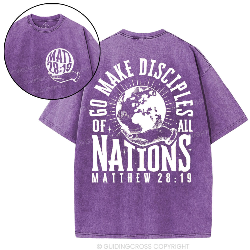 Go Make Disciple Of All Nations Christian Washed T-Shirt
