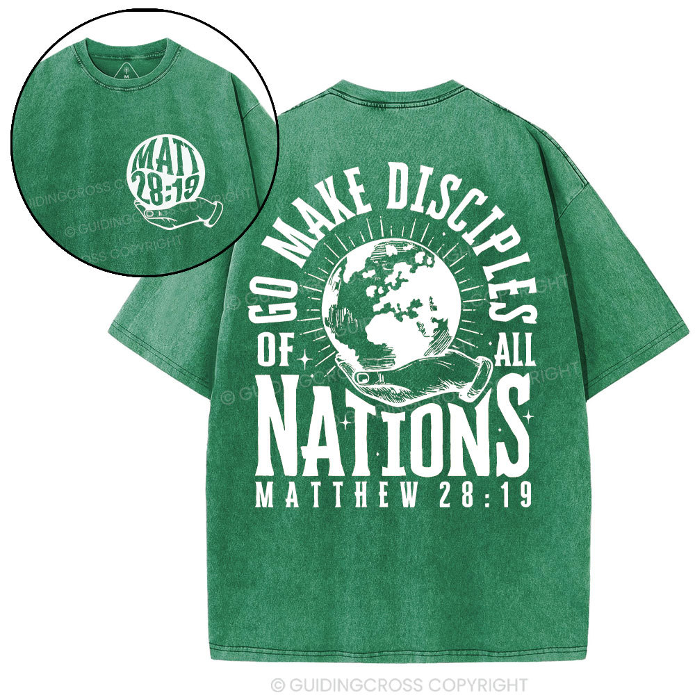 Go Make Disciple Of All Nations Christian Washed T-Shirt