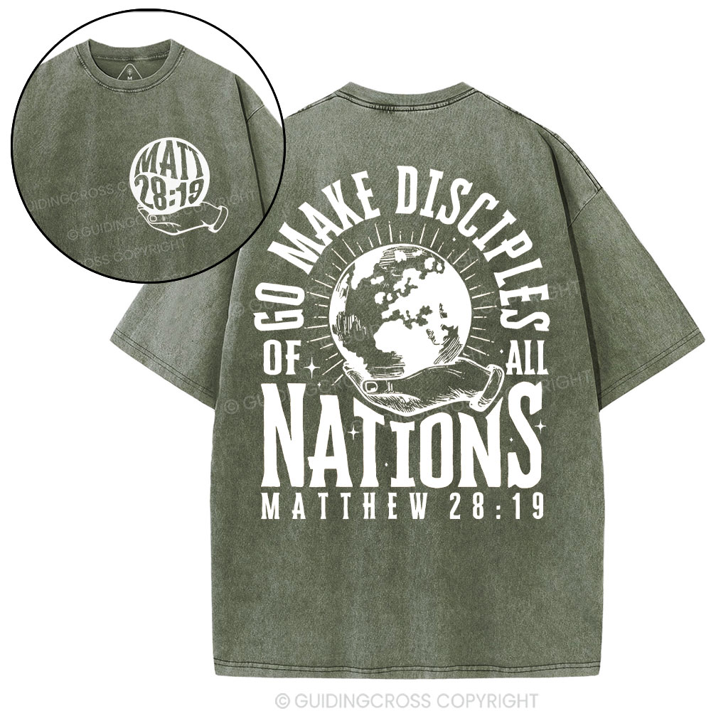 Go Make Disciple Of All Nations Christian Washed T-Shirt