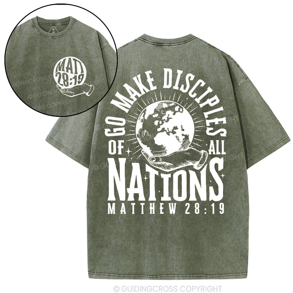 Go Make Disciple Of All Nations Christian Washed T-Shirt