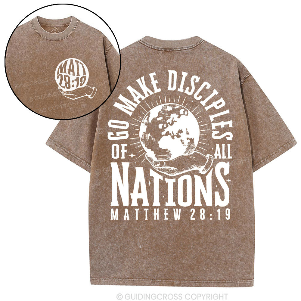 Go Make Disciple Of All Nations Christian Washed T-Shirt