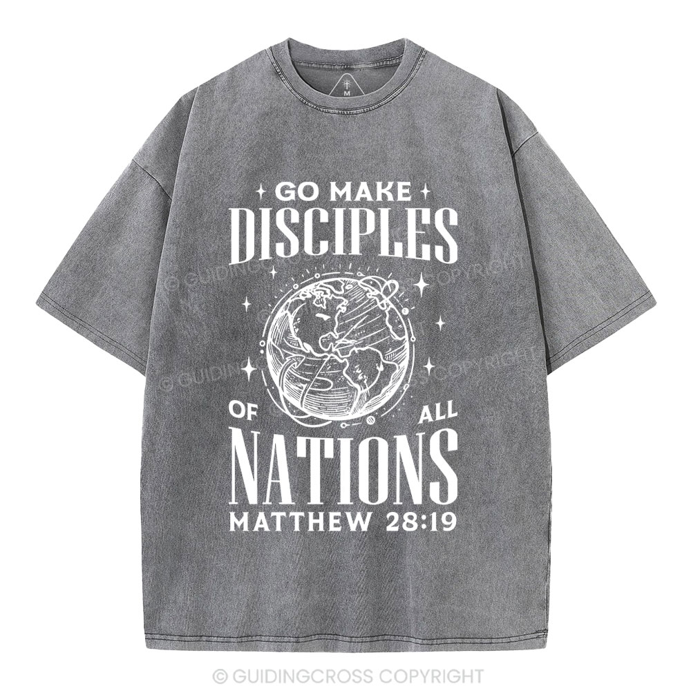 Go Make Disciples Christian Washed T-Shirt