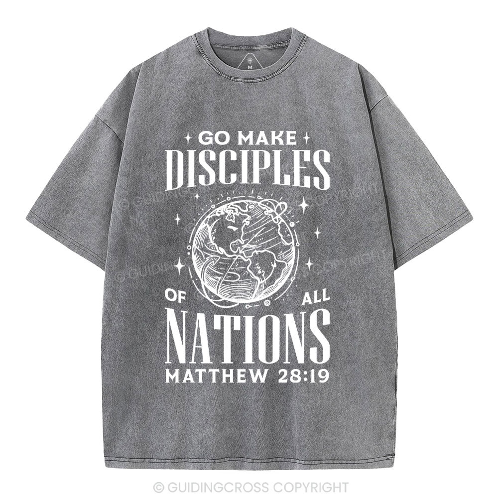 Go Make Disciples Christian Washed T-Shirt