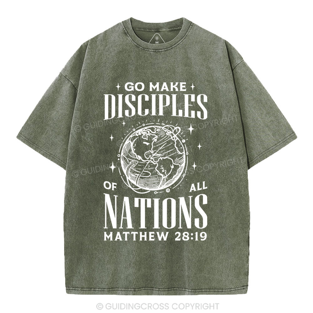 Go Make Disciples Christian Washed T-Shirt