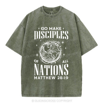 Go Make Disciples Christian Washed T-Shirt