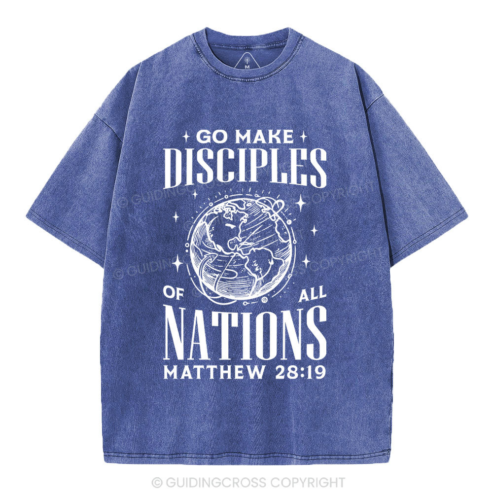Go Make Disciples Christian Washed T-Shirt
