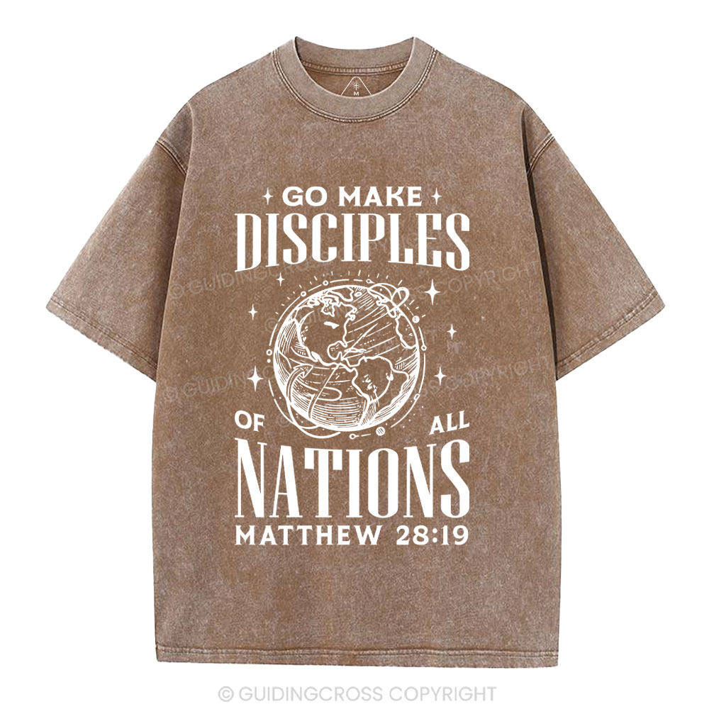 Go Make Disciples Christian Washed T-Shirt