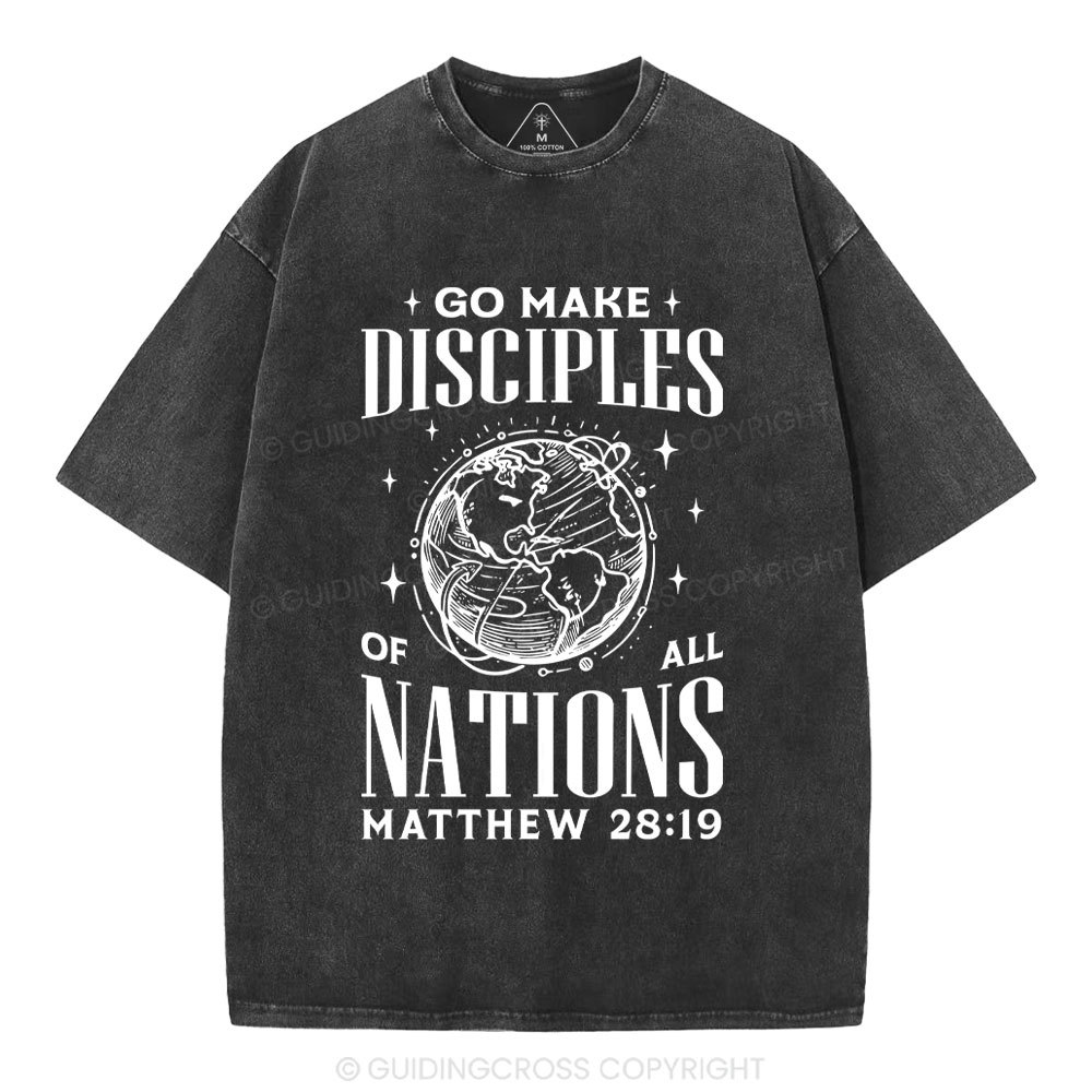 Go Make Disciples Christian Washed T-Shirt