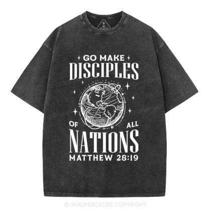 Go Make Disciples Christian Washed T-Shirt