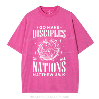 Go Make Disciples Christian Washed T-Shirt