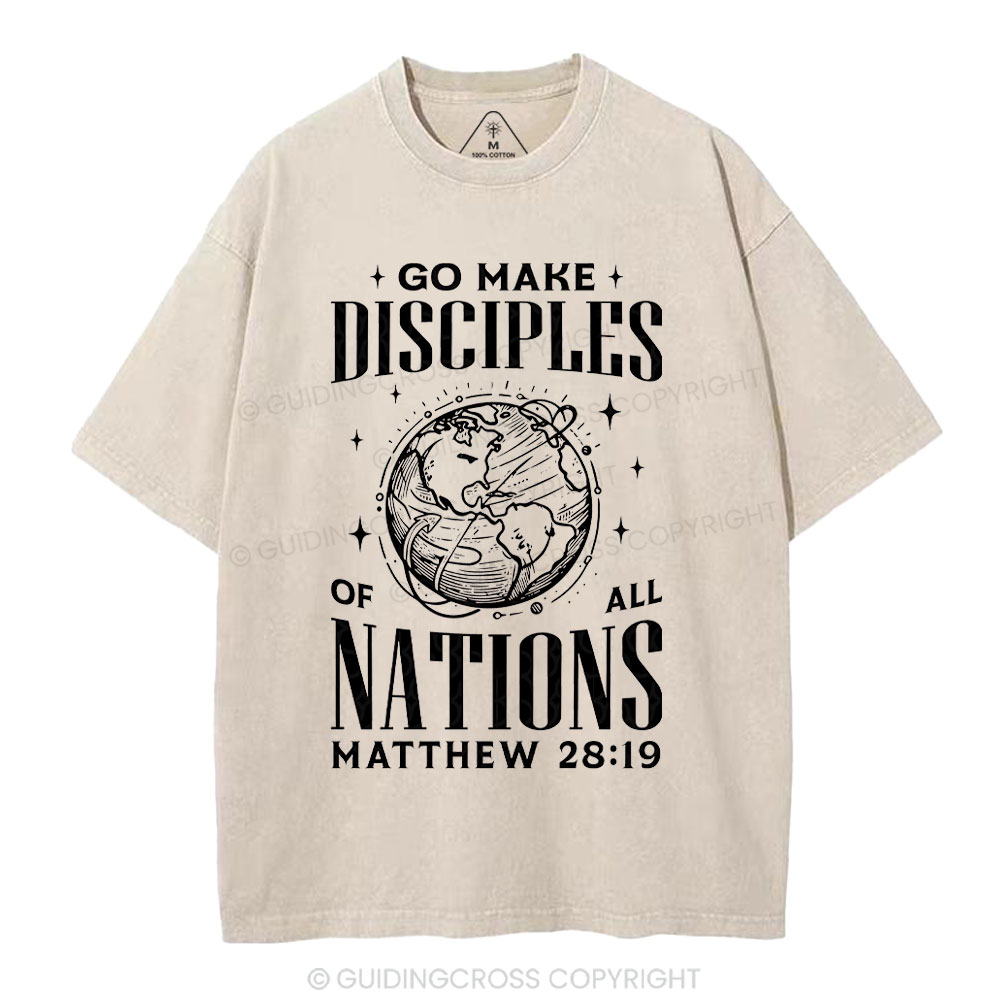 Go Make Disciples Christian Washed T-Shirt