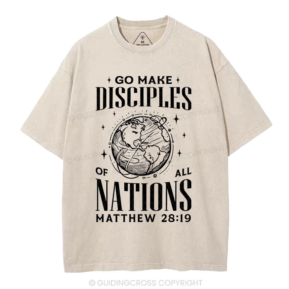 Go Make Disciples Christian Washed T-Shirt