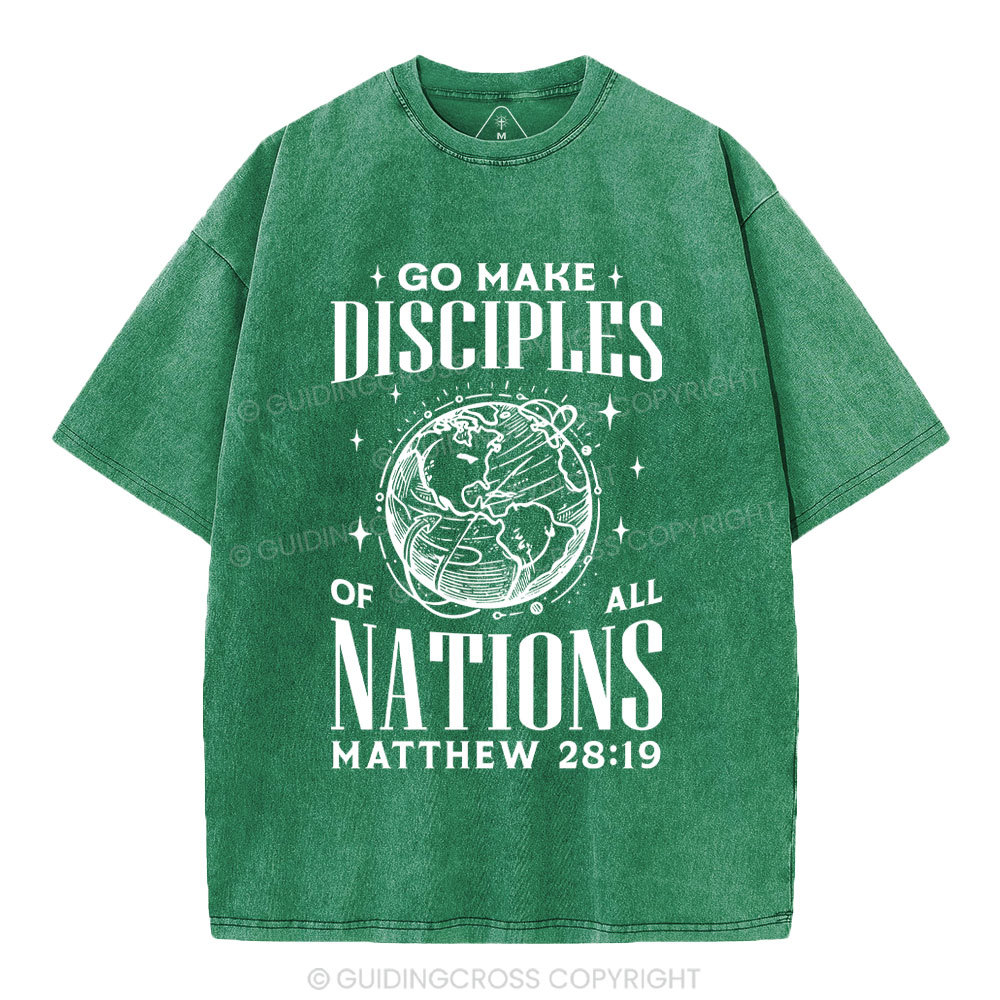 Go Make Disciples Christian Washed T-Shirt