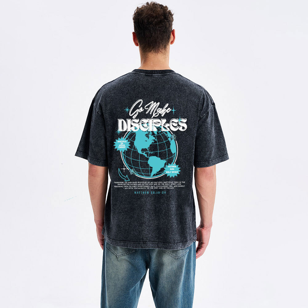 Go Make Disciples Christian Washed T-Shirt