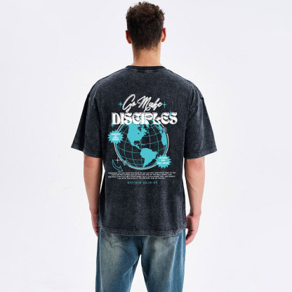 Go Make Disciples Christian Washed T-Shirt