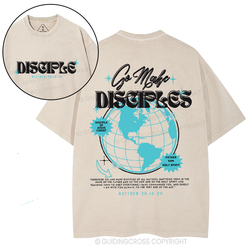 Go Make Disciples Christian Washed T-Shirt
