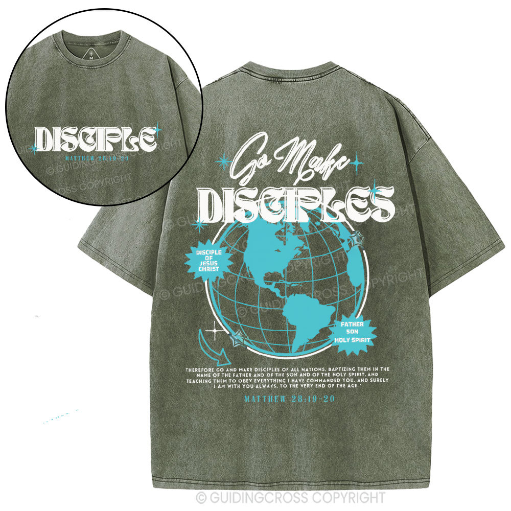 Go Make Disciples Christian Washed T-Shirt