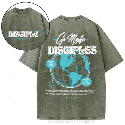 Go Make Disciples Christian Washed T-Shirt