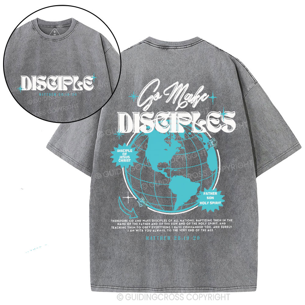 Go Make Disciples Christian Washed T-Shirt