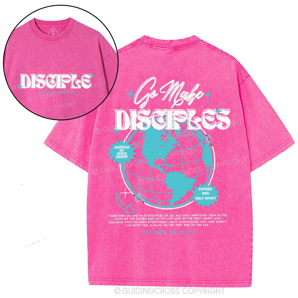 Go Make Disciples Christian Washed T-Shirt