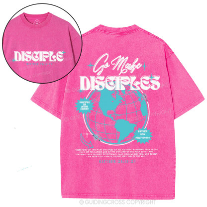 Go Make Disciples Christian Washed T-Shirt