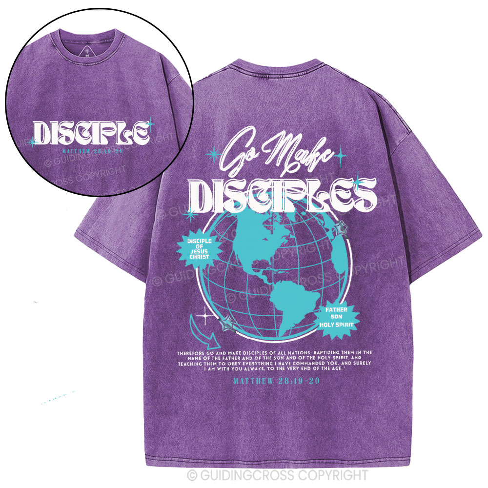 Go Make Disciples Christian Washed T-Shirt