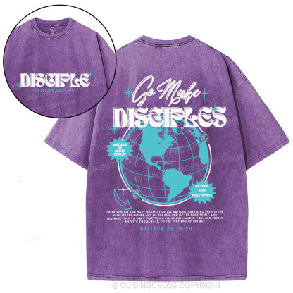 Go Make Disciples Christian Washed T-Shirt