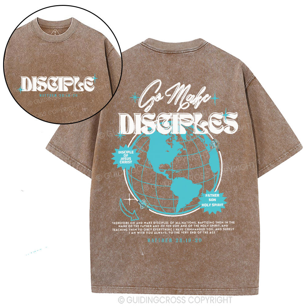 Go Make Disciples Christian Washed T-Shirt