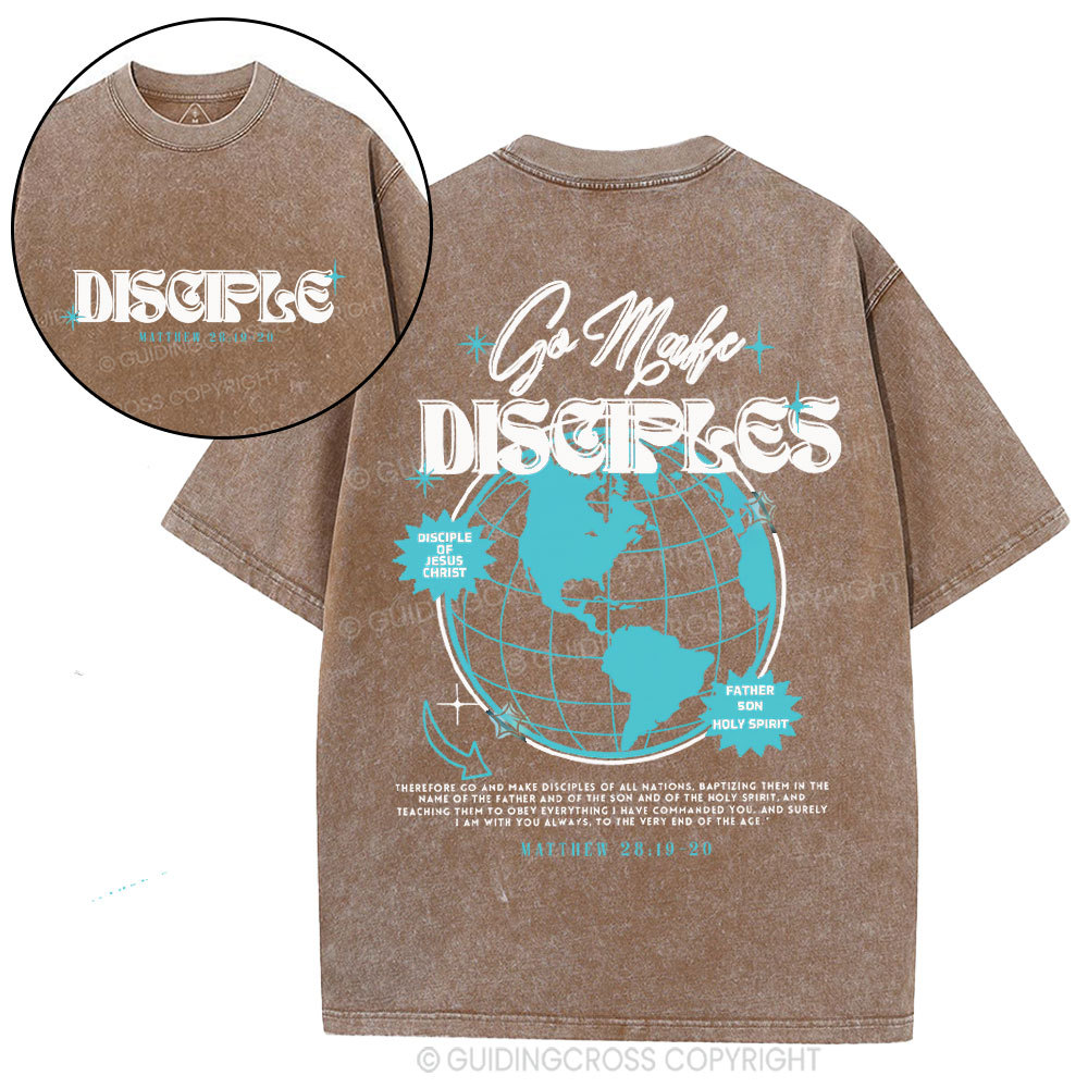 Go Make Disciples Christian Washed T-Shirt