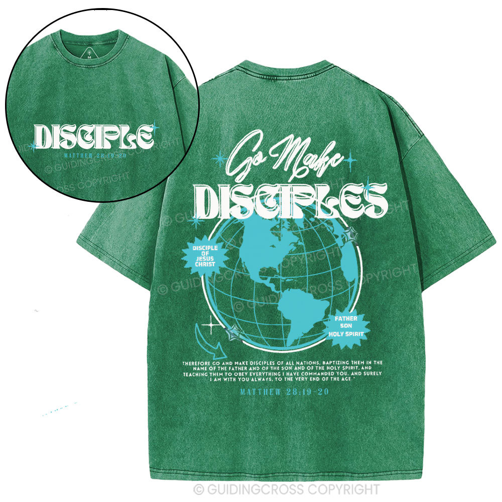 Go Make Disciples Christian Washed T-Shirt