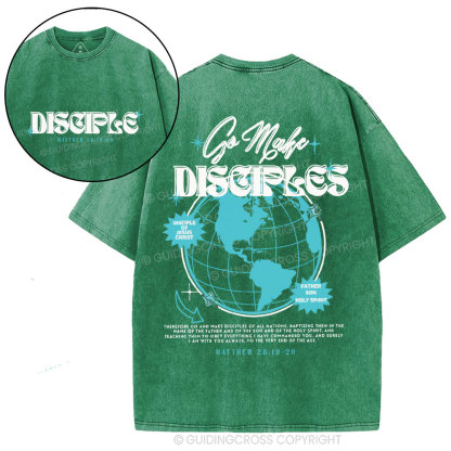 Go Make Disciples Christian Washed T-Shirt
