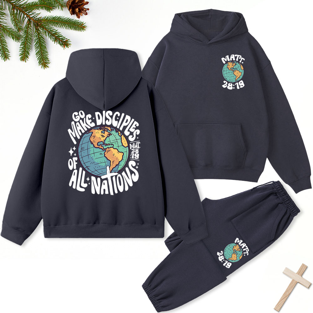 Go Make Disciples Of All Nations Christian Fleece Hoodie Set
