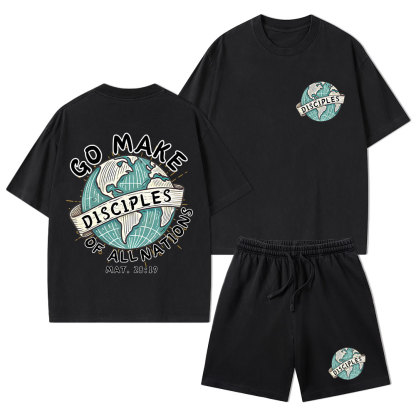 Go Make Disciples Of All Nations Christian Washed T-Shirt & Shorts