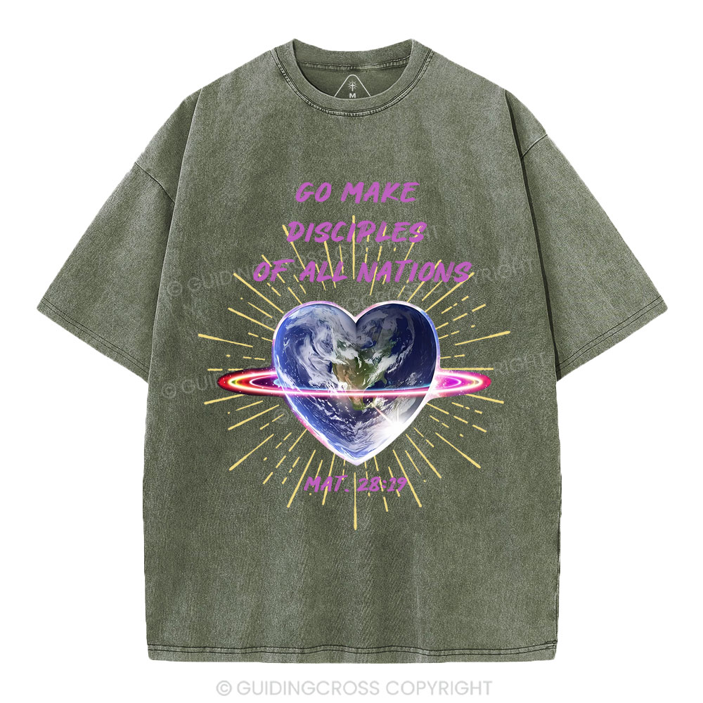 Go Make Disciplines Of All Nations Christian Washed T-Shirt