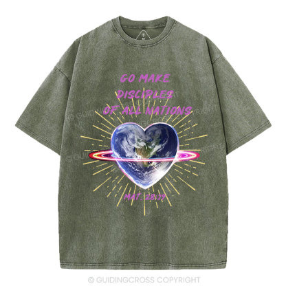 Go Make Disciplines Of All Nations Christian Washed T-Shirt