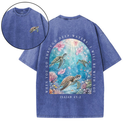 Go Through Deep Waters Christian Washed T-Shirt