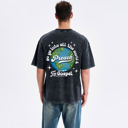Go Ye Into All The World Christian Washed T-Shirt