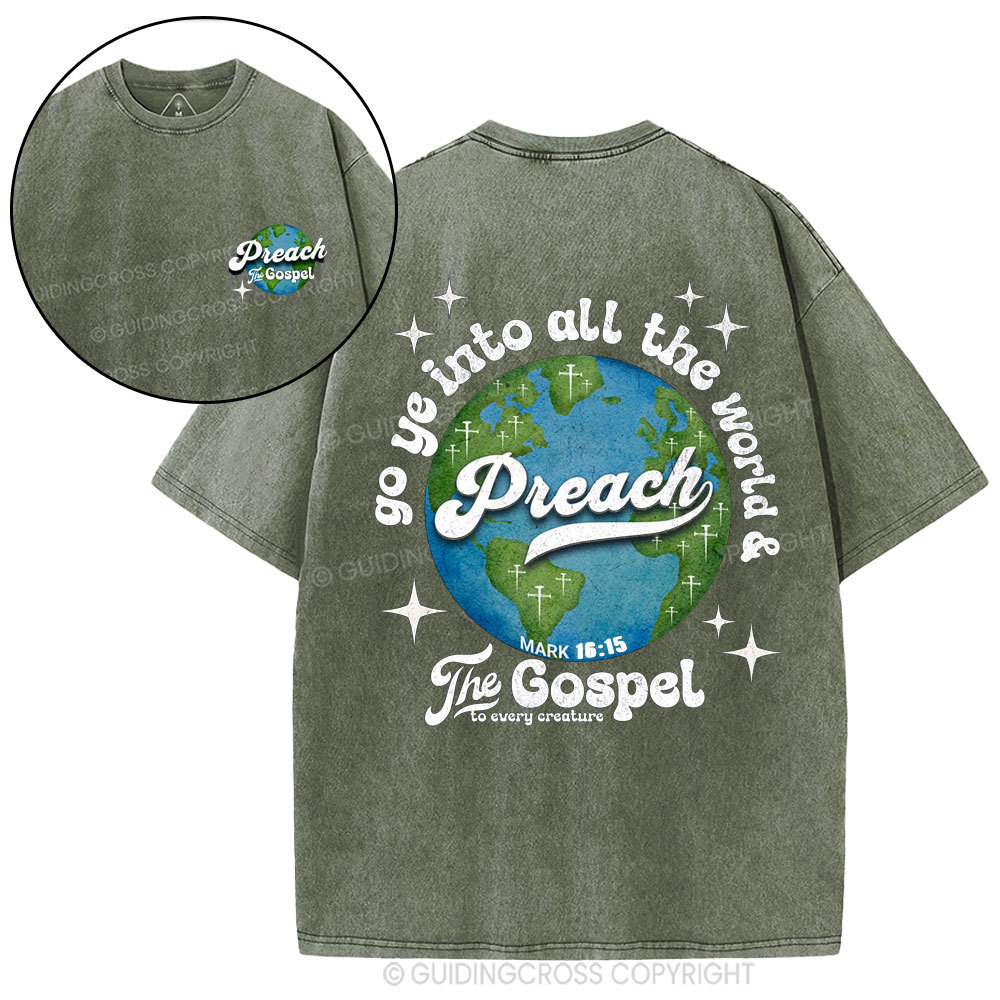 Go Ye Into All The World Christian Washed T-Shirt