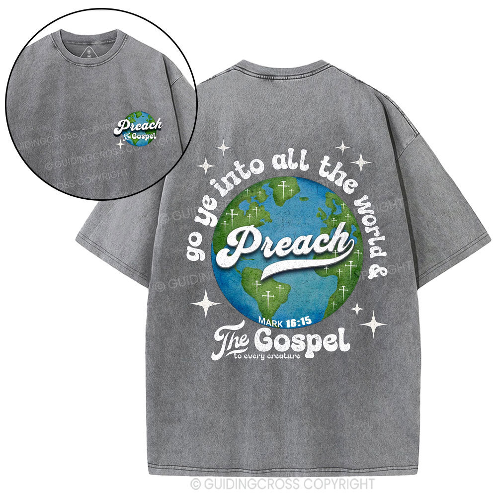 Go Ye Into All The World Christian Washed T-Shirt