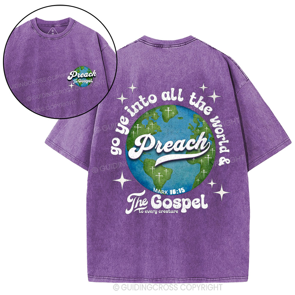 Go Ye Into All The World Christian Washed T-Shirt
