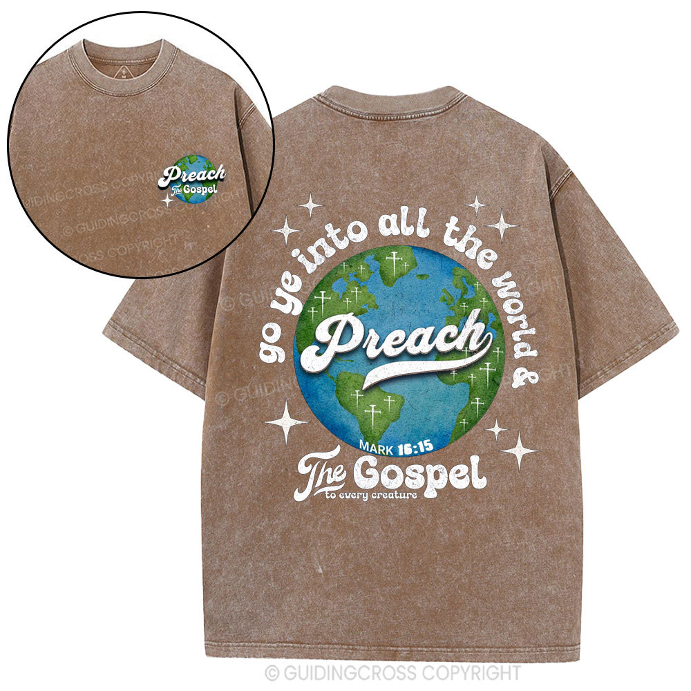 Go Ye Into All The World Christian Washed T-Shirt