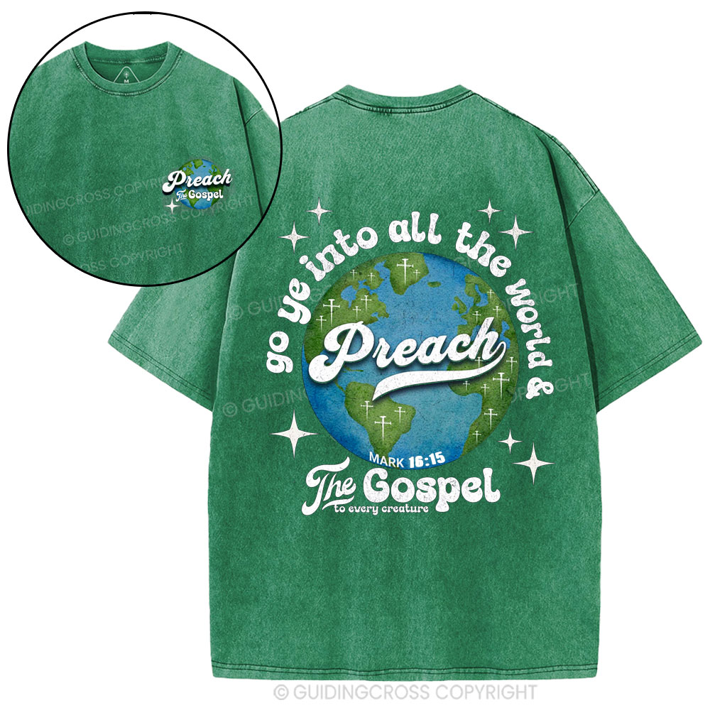 Go Ye Into All The World Christian Washed T-Shirt
