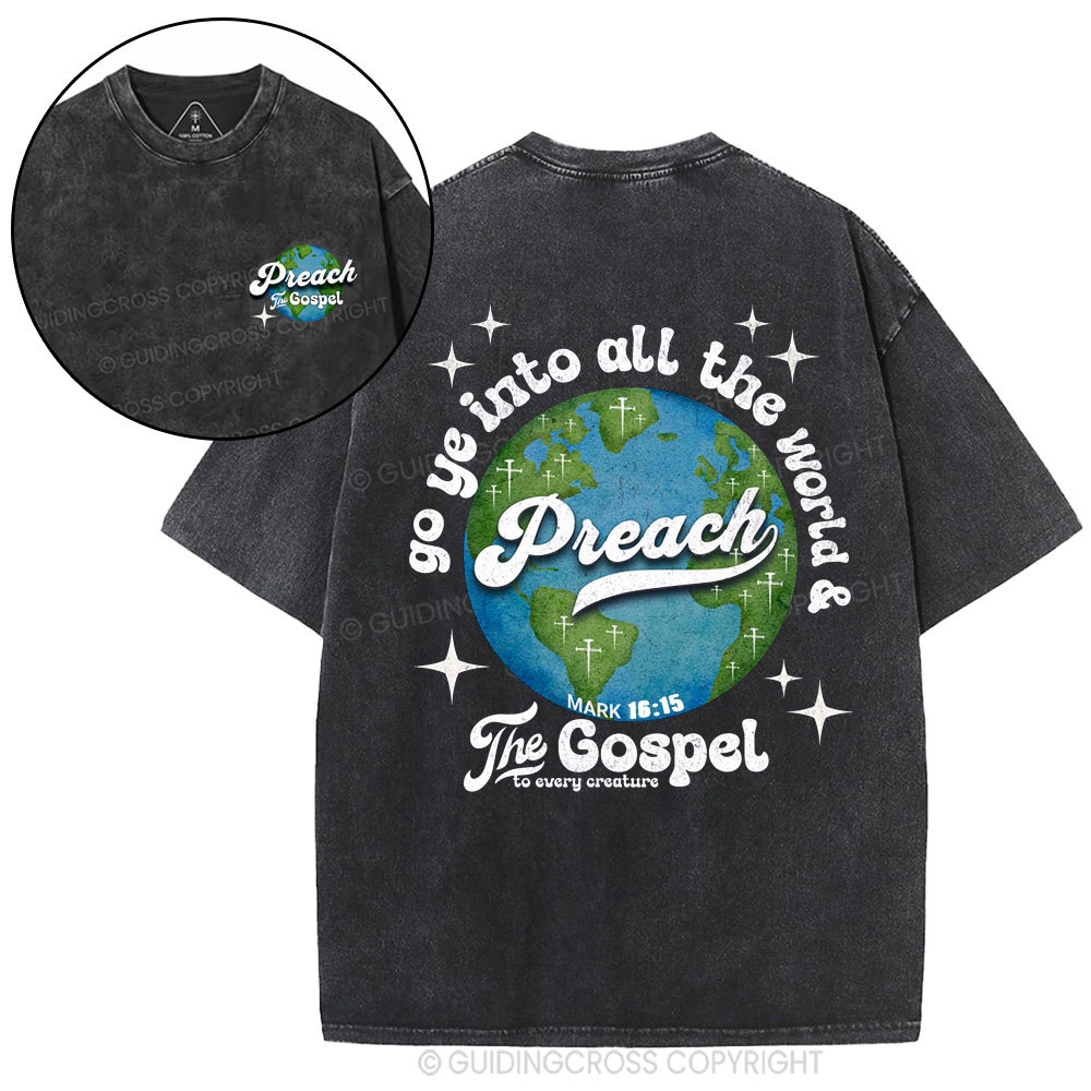 Go Ye Into All The World Christian Washed T-Shirt