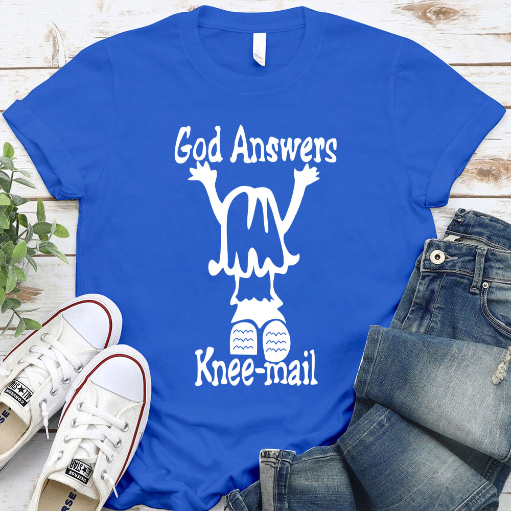 Jesus Answers Knee Mail Kids T Shirt