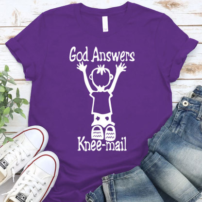 God Answers Knee-mail Christian T-Shirt