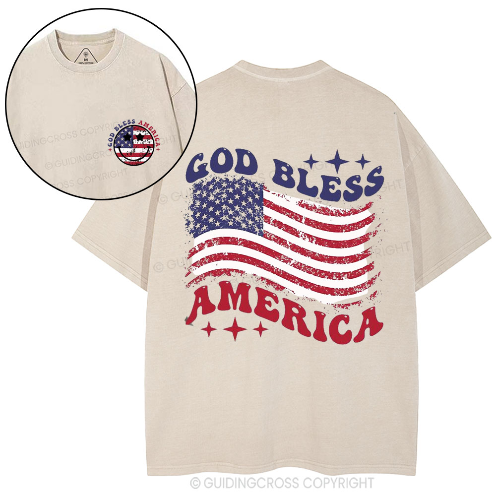 God Bless America Christian Washed T-Shirt